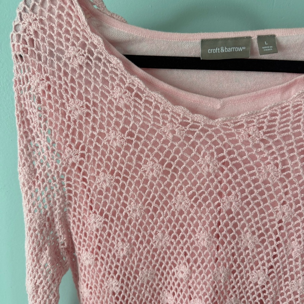 Croft & Barrow Pink Knit Sweater Size Large - Picture 3 of 11